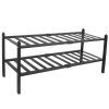 Bamboo Shoe Rack 2 Tier Stackable Shoe Shelf Free Standing Small Shoe Storage Organizer for Entryway Closet Bedroom Bathroom Living Room