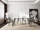 62.9" Dining Table with Sintered Stone Table Top and Metal Legs, Modern Kitchen Table for Living Room, Dining Room,Home and Office, White Table