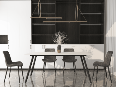 62.9" Dining Table with Sintered Stone Table Top and Metal Legs, Modern Kitchen Table for Living Room, Dining Room,Home and Office, White Table