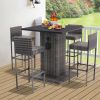 5-Piece Outdoor Conversation Bar Set,All Weather PE Rattan and Steel Frame Patio Furniture With Metal Tabletop and Stools for Patios, Backyards