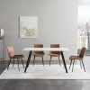 Dining Table with Sintered Stone Table Top and Metal Legs, Modern Kitchen Table for Living Room, Dining Room,Home and Office, White Table