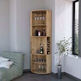 Avery Macadamia 5 Large Sheves Corner Bar Cabinet