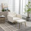 Velvet Chair with Adjustable Armrests and Backrest, Button Tufted Lounge Chair, Single Recliner Armchair with Ottoman
