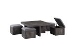 Moseberg 38" Rustic Wood Coffee Table with Storage Stools