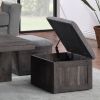 Moseberg 38" Rustic Wood Coffee Table with Storage Stools