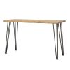 Natural and Matte Black Sofa Table with Hairpin Leg