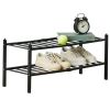 Bamboo Shoe Rack 2 Tier Stackable Shoe Shelf Free Standing Small Shoe Storage Organizer for Entryway Closet Bedroom Bathroom Living Room