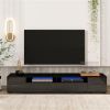 Extended, Minimalist Design TV stand with Color Changing LED Lights, Modern Universal Entertainment Center, High Gloss TV Cabinet for 90+ inch TV