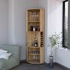 Avery Macadamia 5 Large Sheves Corner Bar Cabinet