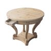 Curved Legs Farmhouse Style Small Size Round Dining Table End Table Side Table Coffee Table for Dinette, Kitchen, Dining Room or Living Room, Natural