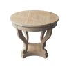 Curved Legs Farmhouse Style Small Size Round Dining Table End Table Side Table Coffee Table for Dinette, Kitchen, Dining Room or Living Room, Natural