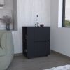 DEPOT E-SHOP Tully Bar Cart Two Pull-Down Door Cabinets and Two Open Shelves,Black