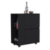 DEPOT E-SHOP Tully Bar Cart Two Pull-Down Door Cabinets and Two Open Shelves,Black