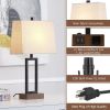 Table Lamp for Bedroom Set of 2 with 2 USB Ports and AC Power Outlet
