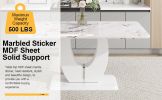 Table and chair set, modern minimalist white marble textured rectangular dining table. Suitable for restaurants and living rooms. Soft cushion seats.