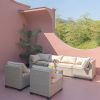 7-Piece Patio Furniture Set, All-Weather Boho Outdoor Conversation Set Sectional Sofa with Water Resistant Grey Thick Cushions