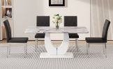 Table and chair set, modern minimalist white marble textured rectangular dining table. Suitable for restaurants and living rooms. Soft cushion seats.