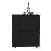 DEPOT E-SHOP Tully Bar Cart Two Pull-Down Door Cabinets and Two Open Shelves,Black