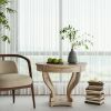 Curved Legs Farmhouse Style Small Size Round Dining Table End Table Side Table Coffee Table for Dinette, Kitchen, Dining Room or Living Room, Natural