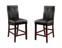 Beautifully sleek Transitional 2pcs Counter Height Chairs Brown Cherry Leatherette Cushion Seat Kitchen Dining Room Furniture Parson High Chairs