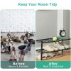 Bamboo Shoe Rack 2 Tier Stackable Shoe Shelf Free Standing Small Shoe Storage Organizer for Entryway Closet Bedroom Bathroom Living Room