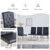 Table and chair set, modern minimalist white marble textured rectangular dining table. Suitable for restaurants and living rooms. Soft cushion seats.
