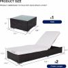 3 Pieces Outdoor PE Wicker Chaise Lounge Set,Rattan Reclining Chair Adjustable Backrest with Glass Table and Washable Cushions,Fully Assembled