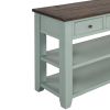 48'' Solid Pine Wood Top Console Table, Modern Entryway Sofa Side Table with 3 Storage Drawers and 2 Shelves. Easy to Assemble (Green+ Brown Top)