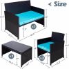 4 Pieces Patio Furniture Set,Porch Conversation Set for Garden, Outdoor PE Rattan Wicker Chairs with Cushion