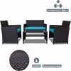 4 Pieces Patio Furniture Set,Porch Conversation Set for Garden, Outdoor PE Rattan Wicker Chairs with Cushion