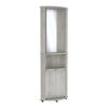 DEPOT E-SHOP Nashville Corner Bar Cabinet Unit with Wine Glass Rack and Lower Cabinet, Concrete Gray