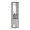 DEPOT E-SHOP Nashville Corner Bar Cabinet Unit with Wine Glass Rack and Lower Cabinet, Concrete Gray
