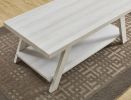 Athens Contemporary Wood Shelf Coffee Table in White Finish