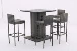 5-Piece Outdoor Conversation Bar Set,All Weather PE Rattan and Steel Frame Patio Furniture With Metal Tabletop and Stools for Patios, Backyards
