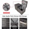 YEFUZHIJIA Outdoor Patio Ottomans, 2 Pieces PE Rattan Wicker Ottoman Seat, Patio Furniture