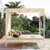 U_STYLE Outdoor Patio Sunbed Daybed with Cushions, Adjustable Seats