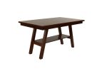 Dining Table Rectangle Dining Table w Shelve 1pc Counter Height Table Only Rubber wood Dark Walnut Finish Dining Room Furniture