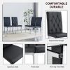 Table and chair set, modern minimalist white marble textured rectangular dining table. Suitable for restaurants and living rooms. Soft cushion seats.