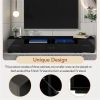 Extended, Minimalist Design TV stand with Color Changing LED Lights, Modern Universal Entertainment Center, High Gloss TV Cabinet for 90+ inch TV