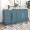 Sideboard with 4 Doors Large Storage Space Buffet Cabinet with Adjustable Shelves and Silver Handles for Kitchen, Dining Room