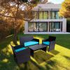 4 Pieces Patio Furniture Set,Porch Conversation Set for Garden, Outdoor PE Rattan Wicker Chairs with Cushion