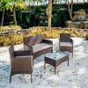 4 Piece Patio Furniture Wicker Conversation Set-• 1x Love Seat • 2x Arm Chairs • 1x Glass Coffee Table