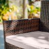 4 Piece Patio Furniture Wicker Conversation Set-• 1x Love Seat • 2x Arm Chairs • 1x Glass Coffee Table