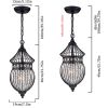 Iron Black Chandeliers Globe Crystal Pendant Light Retro Farmhouse Lighting Fixtures One-Light