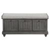1pc Durable Storage Bench Dark Gray Finish Foam Cushioned Seat Upholstery Flip-Top Seat Solid Wood Home Furniture