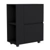 DEPOT E-SHOP Tully Bar Cart Two Pull-Down Door Cabinets and Two Open Shelves,Black