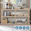 Console Table with 3-Tier Open Storage Spaces And Roman Column Effect Support Legs,Narrow Sofa Entry Table for Living Room