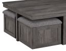 Moseberg 38" Rustic Wood Coffee Table with Storage Stools