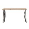 Natural and Matte Black Sofa Table with Hairpin Leg