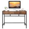 Old Wood Table with Two Small Drawers and Two Large Drawers ,Computer Desk  Used For Study Desk XH